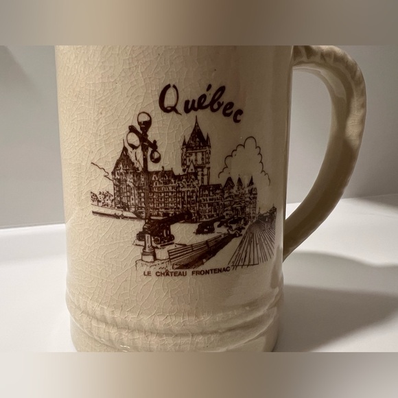 Brown Québec Ceramic Mug/Beer Stein with Historic City Design - Picture 2 of 8